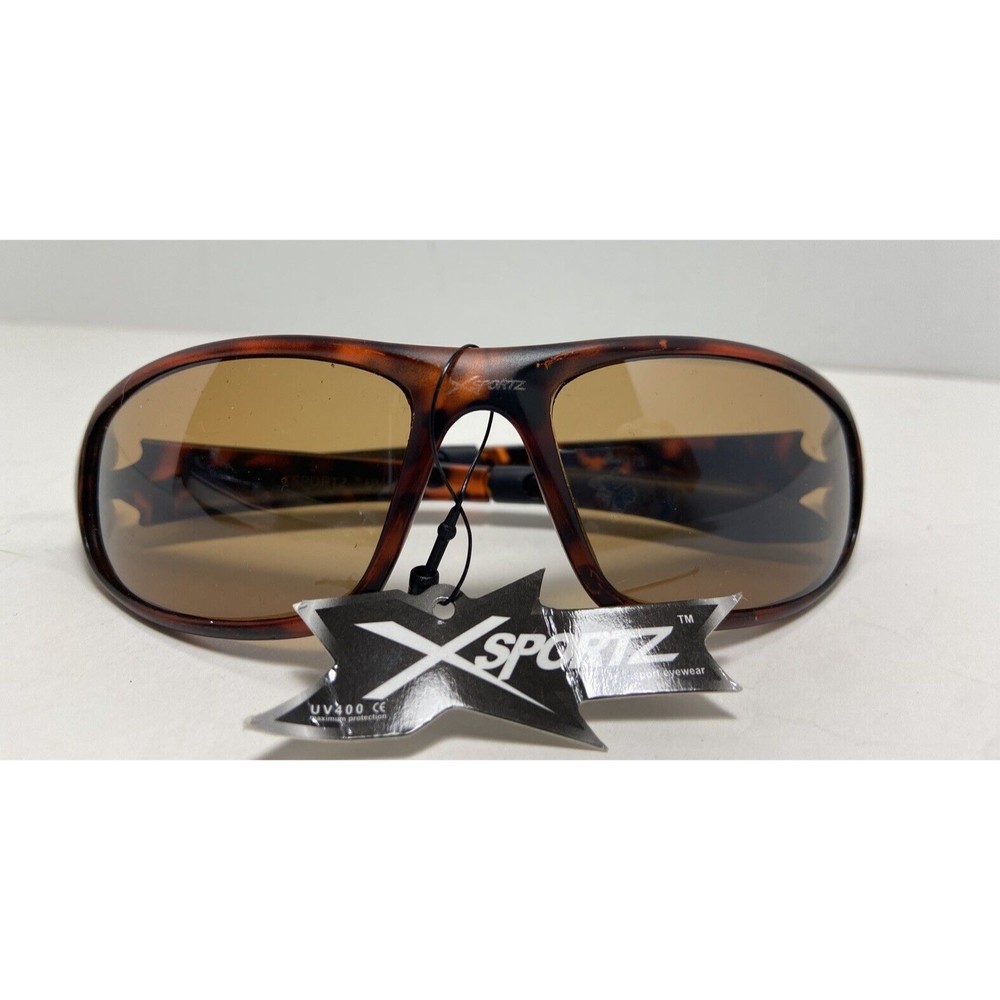 Xsportz Mens Tortoise Brown Lens  Running Jogging Plastic Wrap sunglasses nwt